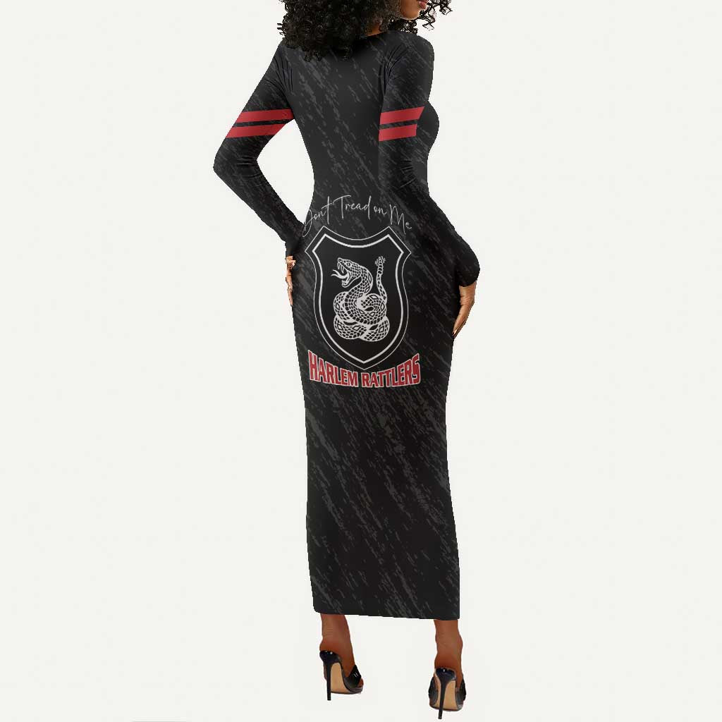 Harlem Hellfighters Long Sleeve Bodycon Dress Harlem Rattlers - Don't Tread on Me - African Pride