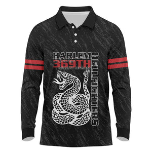Harlem Hellfighters Long Sleeve Polo Shirt Harlem Rattlers - Don't Tread on Me - African Pride