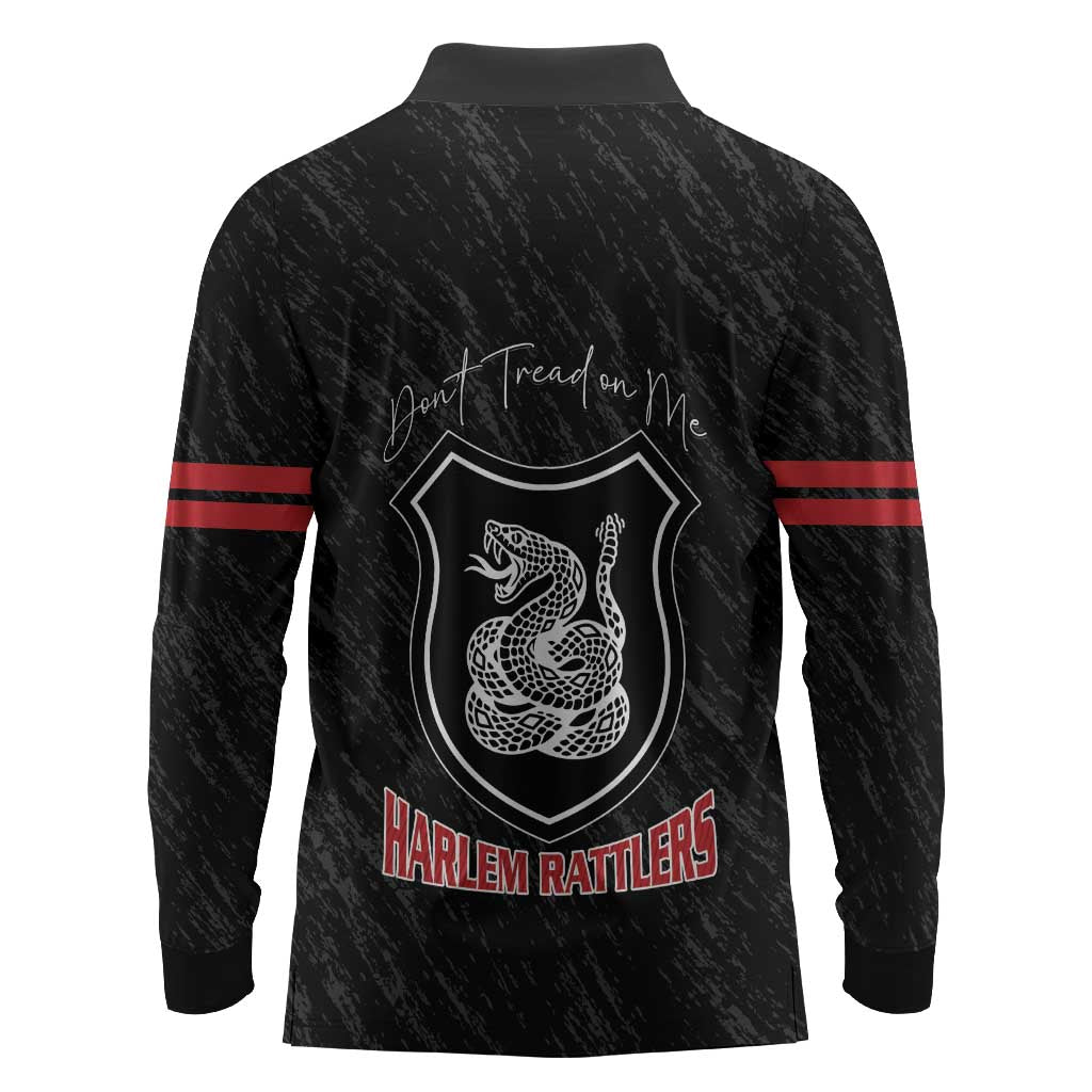 Harlem Hellfighters Long Sleeve Polo Shirt Harlem Rattlers - Don't Tread on Me - African Pride