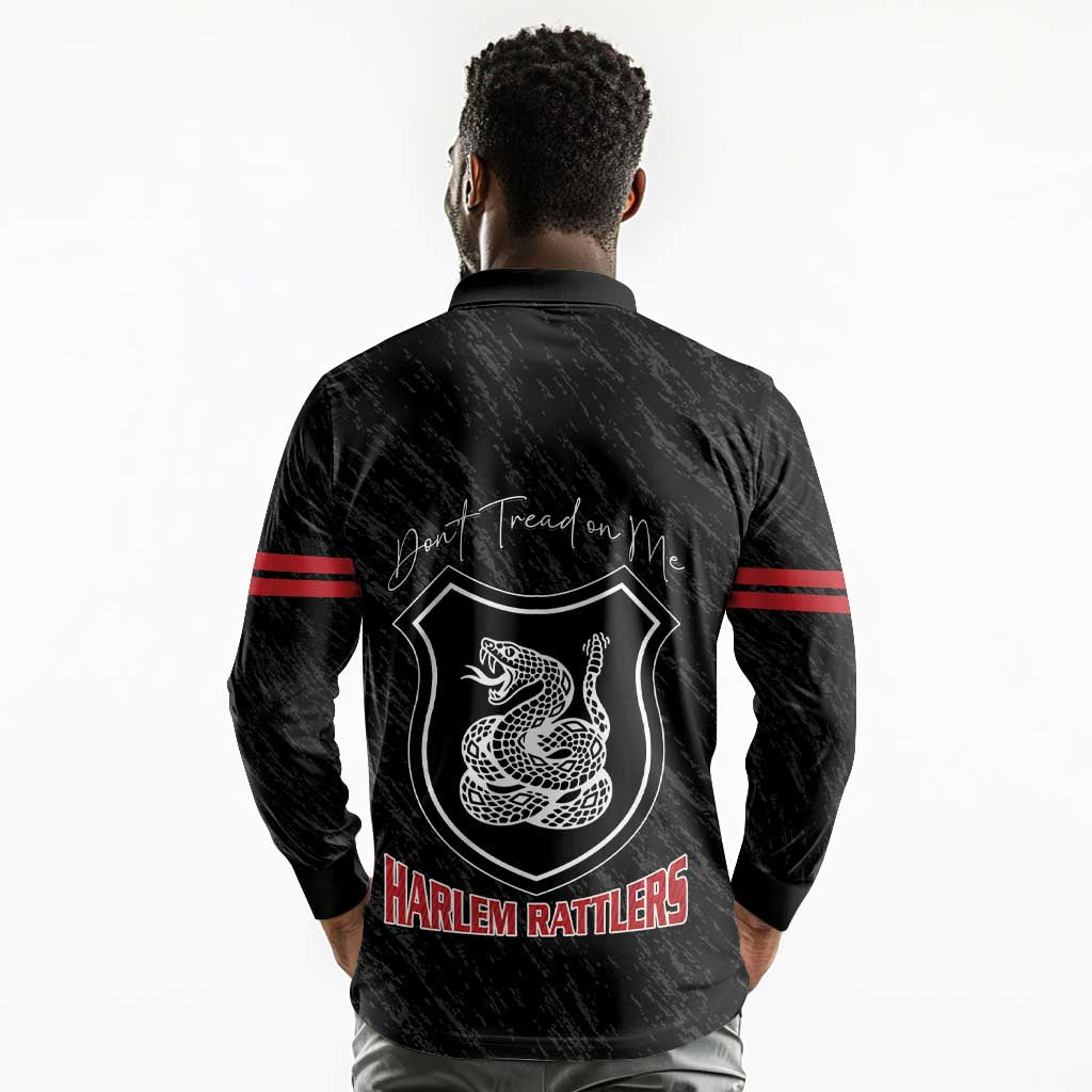 Harlem Hellfighters Long Sleeve Polo Shirt Harlem Rattlers - Don't Tread on Me - African Pride