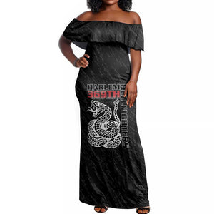 Harlem Hellfighters Off Shoulder Maxi Dress Harlem Rattlers - Don't Tread on Me - African Pride