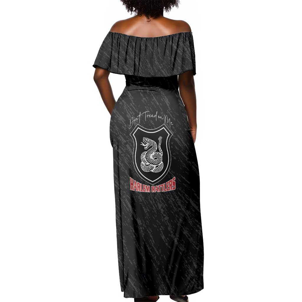 Harlem Hellfighters Off Shoulder Maxi Dress Harlem Rattlers - Don't Tread on Me - African Pride