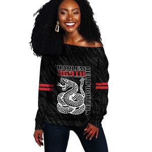 Harlem Hellfighters Off Shoulder Sweater Harlem Rattlers - Don't Tread on Me - African Pride