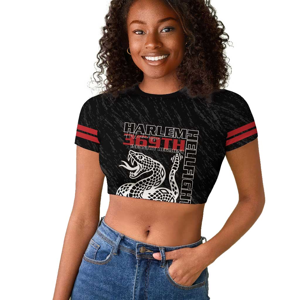 Harlem Hellfighters Raglan Cropped T shirt Harlem Rattlers - Don't Tread on Me - African Pride