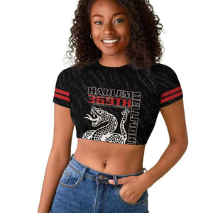 Harlem Hellfighters Raglan Cropped T shirt Harlem Rattlers - Don't Tread on Me - African Pride