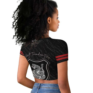 Harlem Hellfighters Raglan Cropped T shirt Harlem Rattlers - Don't Tread on Me - African Pride