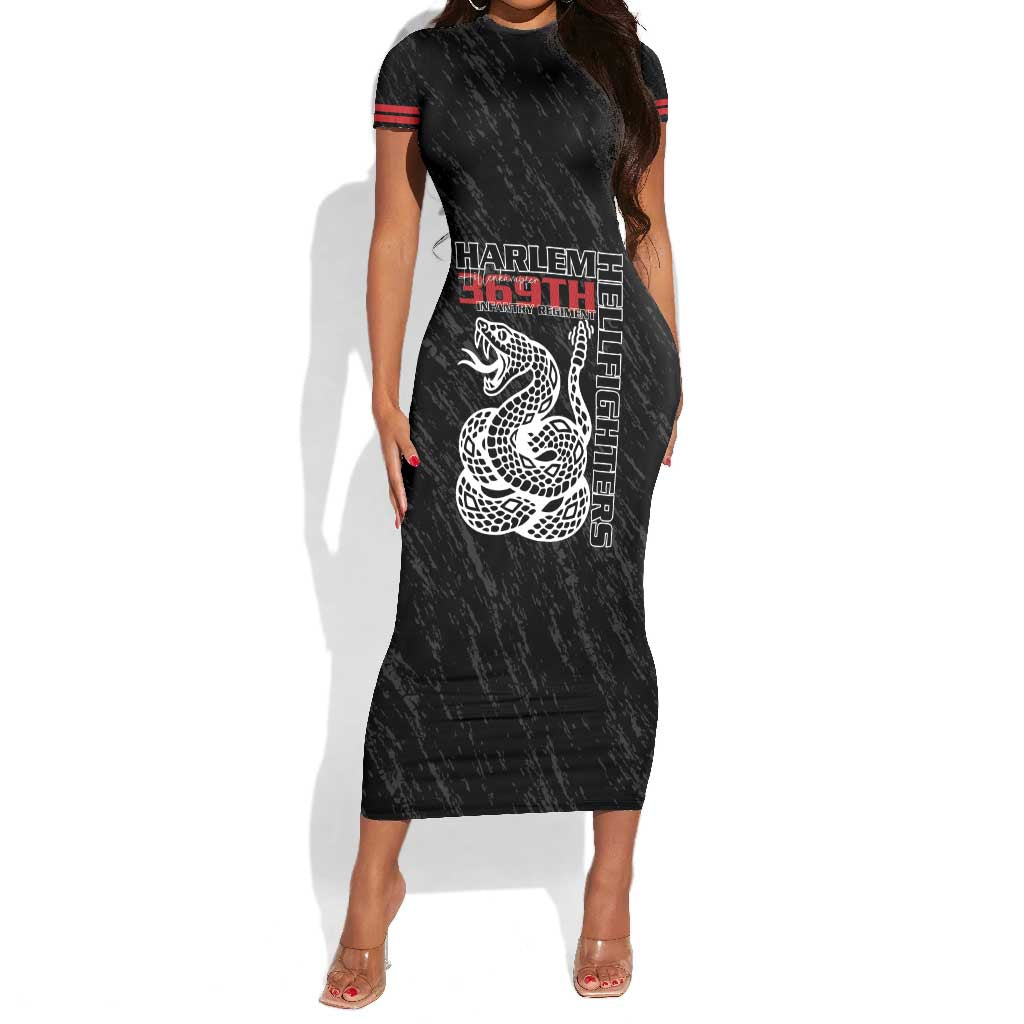 Harlem Hellfighters Short Sleeve Bodycon Dress Harlem Rattlers - Don't Tread on Me - African Pride