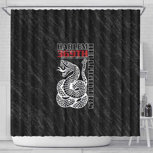 Harlem Hellfighters Shower Curtain Harlem Rattlers - Don't Tread on Me - African Pride