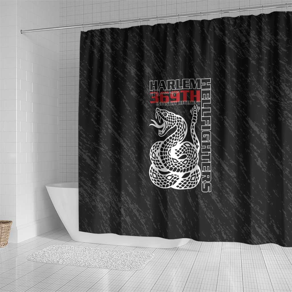 Harlem Hellfighters Shower Curtain Harlem Rattlers - Don't Tread on Me - African Pride
