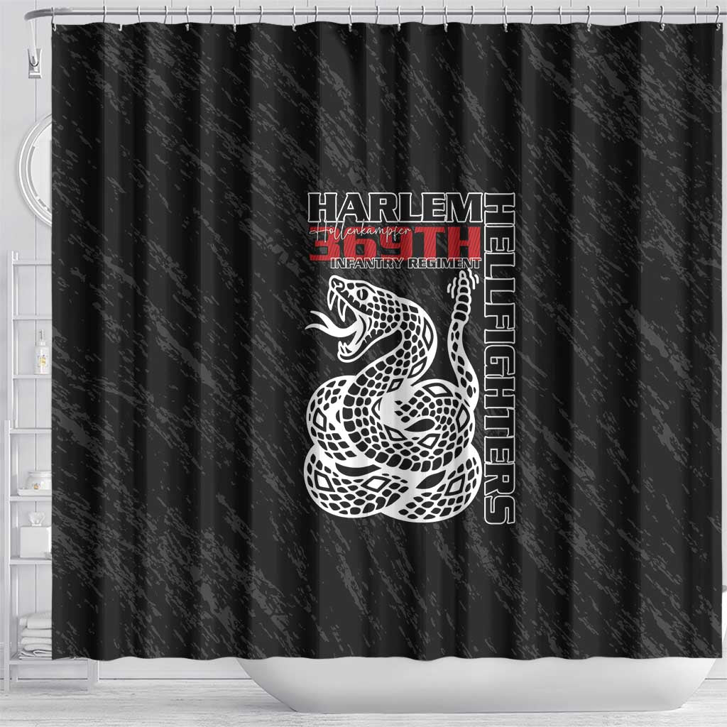 Harlem Hellfighters Shower Curtain Harlem Rattlers - Don't Tread on Me - African Pride