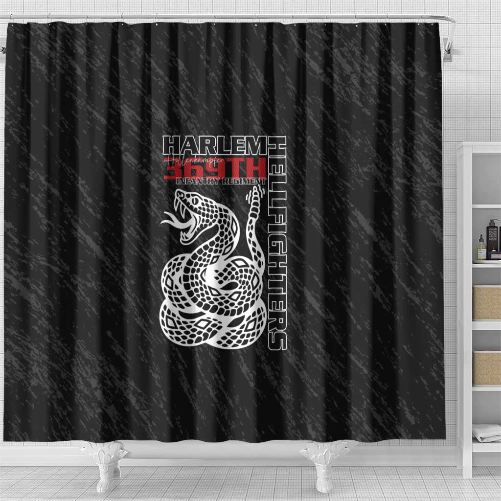 Harlem Hellfighters Shower Curtain Harlem Rattlers - Don't Tread on Me - African Pride