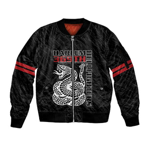 Harlem Hellfighters Sleeve Zip Bomber Jacket Harlem Rattlers - Don't Tread on Me - African Pride