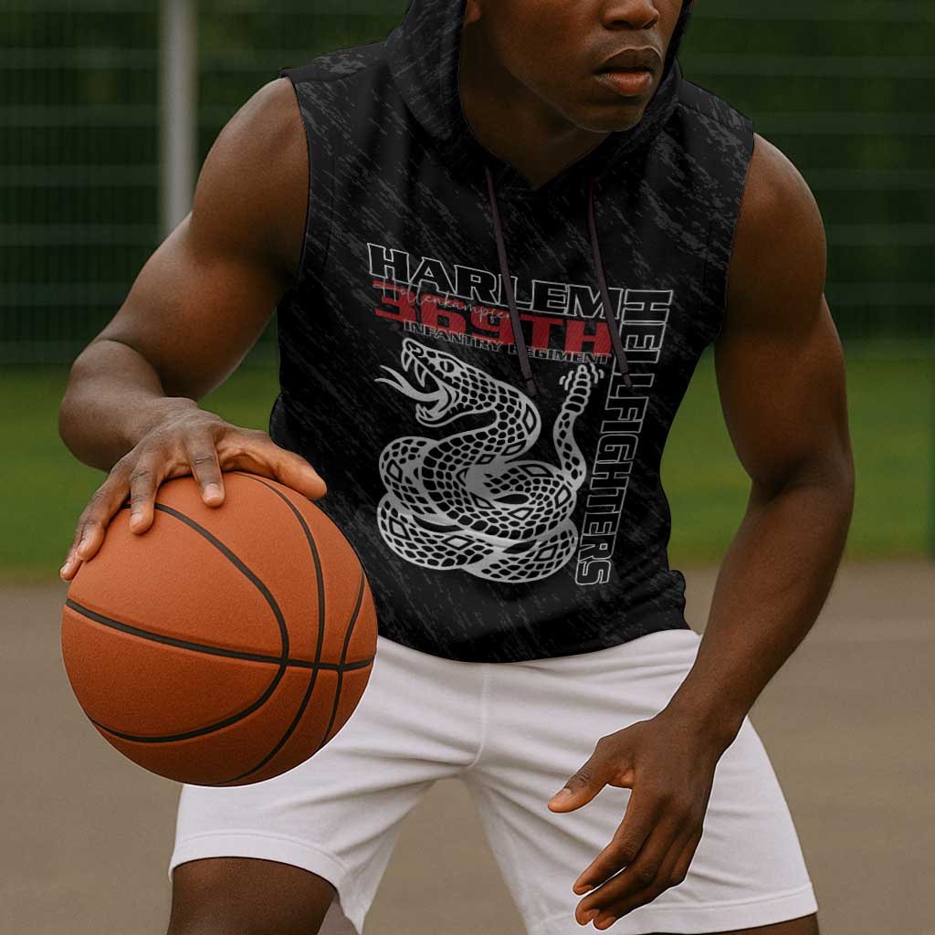 Harlem Hellfighters Sleeveless Hoodie Harlem Rattlers - Don't Tread on Me - African Pride