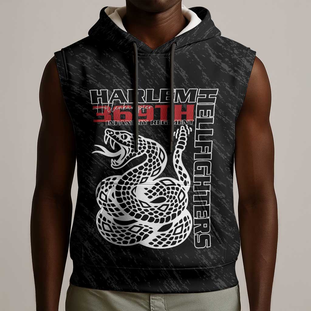 Harlem Hellfighters Sleeveless Hoodie Harlem Rattlers - Don't Tread on Me - African Pride