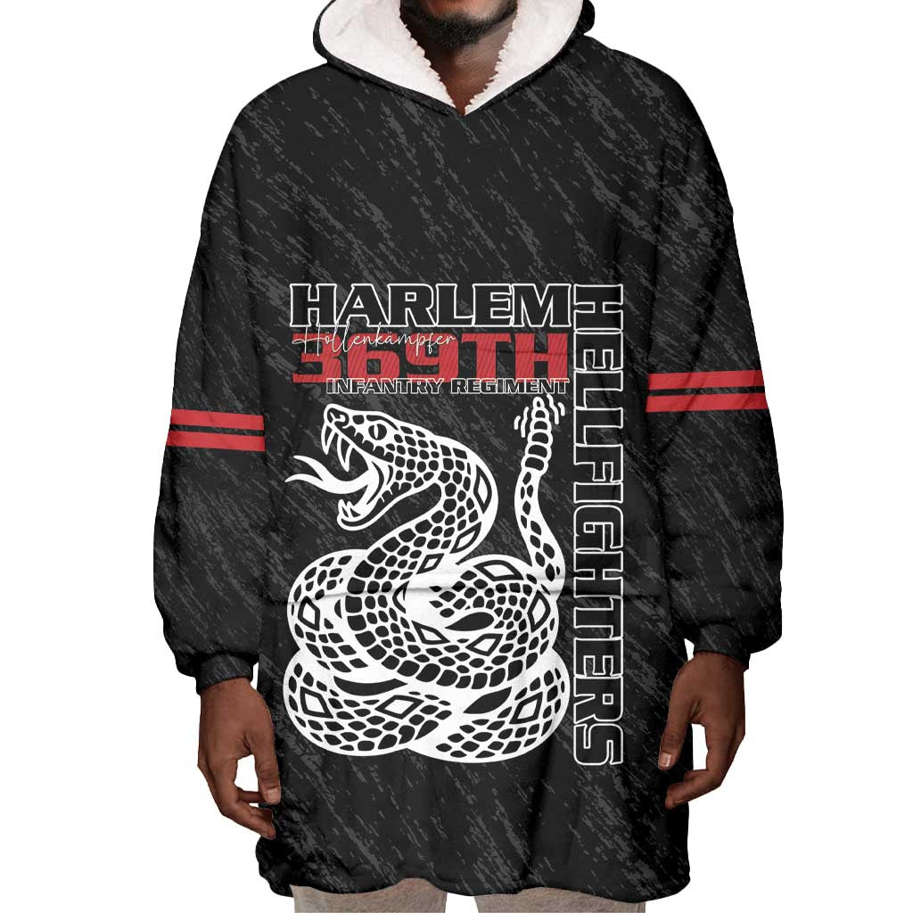 Harlem Hellfighters Wearable Blanket Hoodie Harlem Rattlers - Don't Tread on Me - African Pride