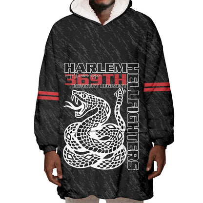 Harlem Hellfighters Wearable Blanket Hoodie Harlem Rattlers - Don't Tread on Me - African Pride