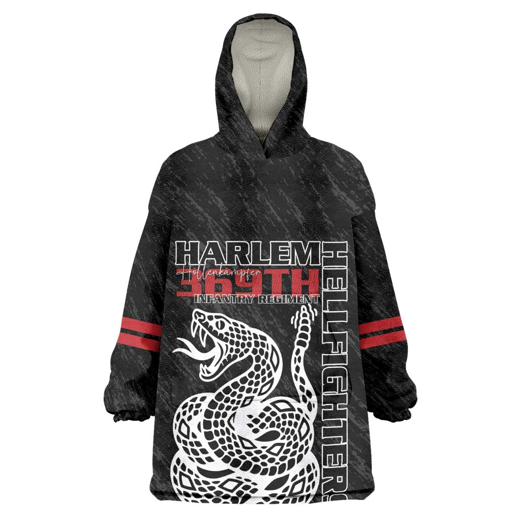 Harlem Hellfighters Wearable Blanket Hoodie Harlem Rattlers - Don't Tread on Me - African Pride