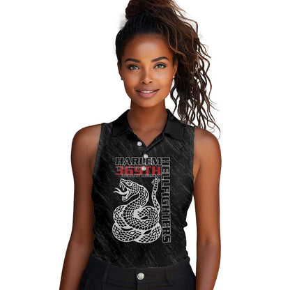 Harlem Hellfighters Women Sleeveless Polo Shirt Harlem Rattlers - Don't Tread on Me - African Pride