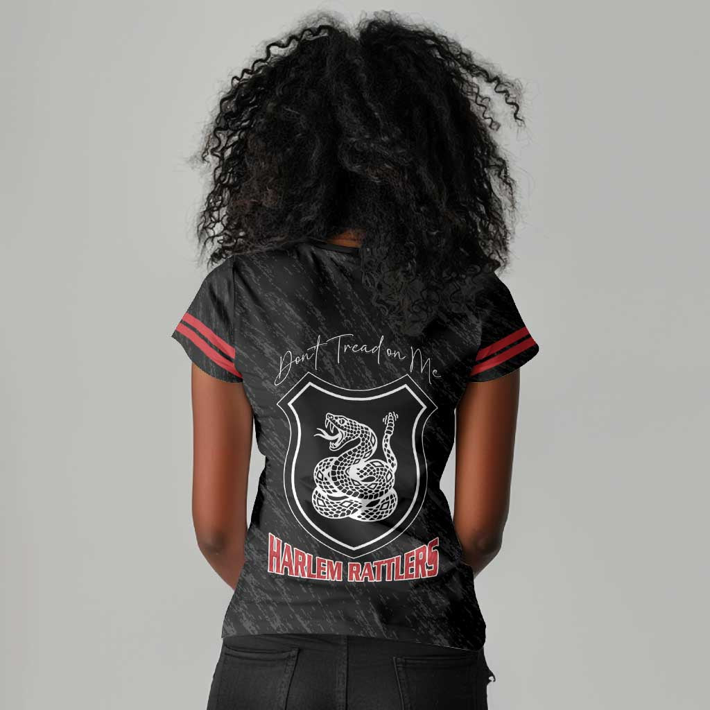 Harlem Hellfighters Women V-Neck T-Shirt Harlem Rattlers - Don't Tread on Me - African Pride