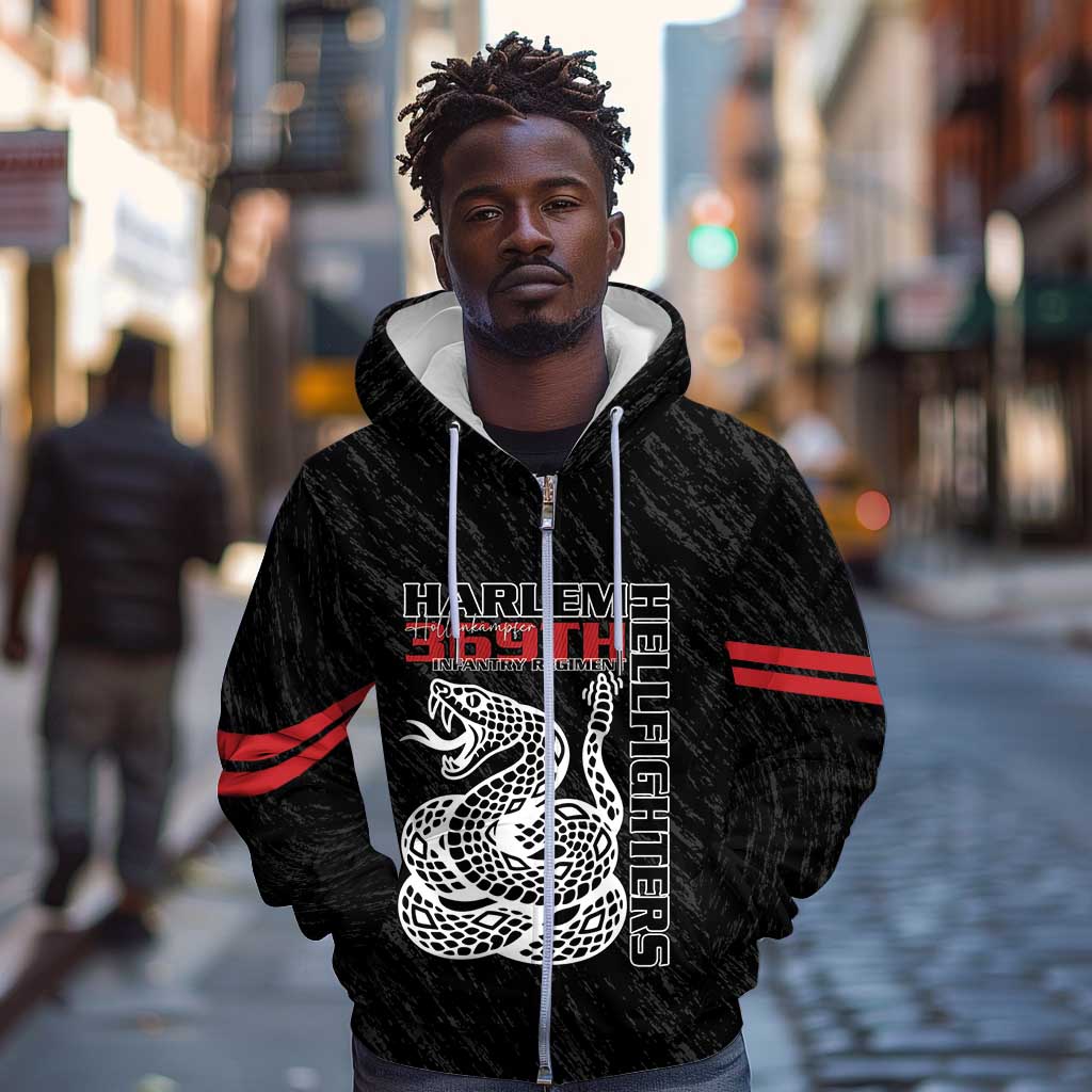 Harlem Hellfighters Zip Hoodie Harlem Rattlers - Don't Tread on Me - African Pride