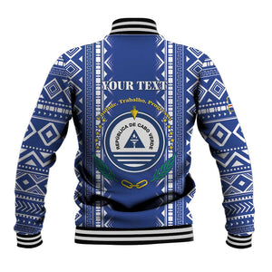 Personalised Cape Verde Baseball Jacket Grey Headed Kingfisher - Coat Of Arms LT15