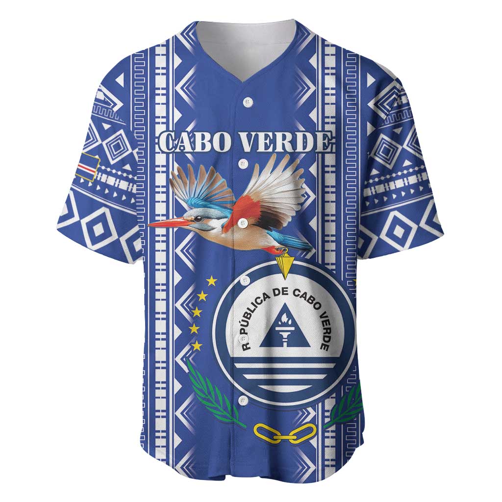 Personalised Cape Verde Baseball Jersey Grey Headed Kingfisher - Coat Of Arms