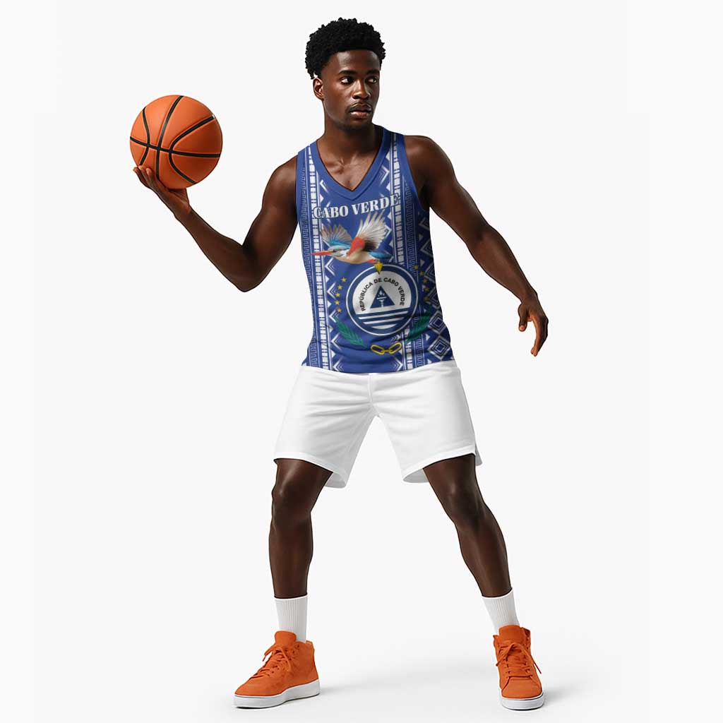 Personalised Cape Verde Basketball Jersey Grey Headed Kingfisher - Coat Of Arms - African Pride