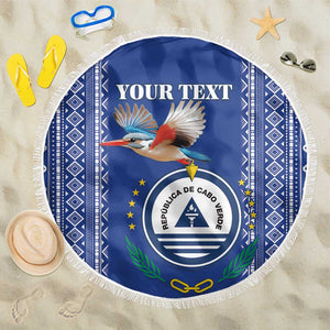 Personalised Cape Verde Beach Blanket Grey Headed Kingfisher - Coat Of Arms