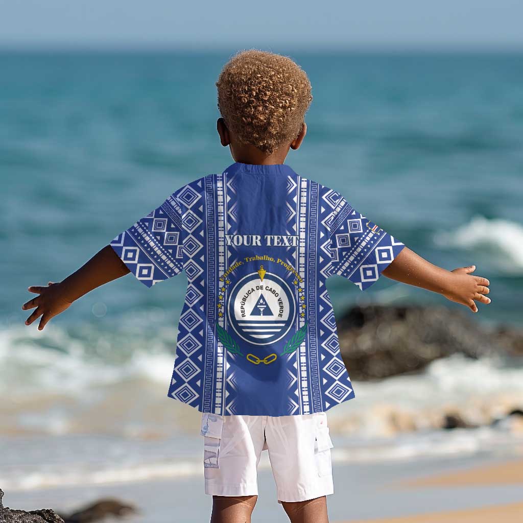 Personalised Cape Verde Kid Hawaiian Shirt Grey Headed Kingfisher - Coat Of Arms