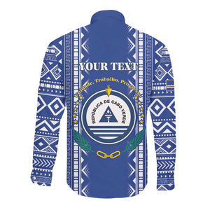 Personalised Cape Verde Long Sleeve Button Shirt Grey Headed Kingfisher - Coat Of Arms