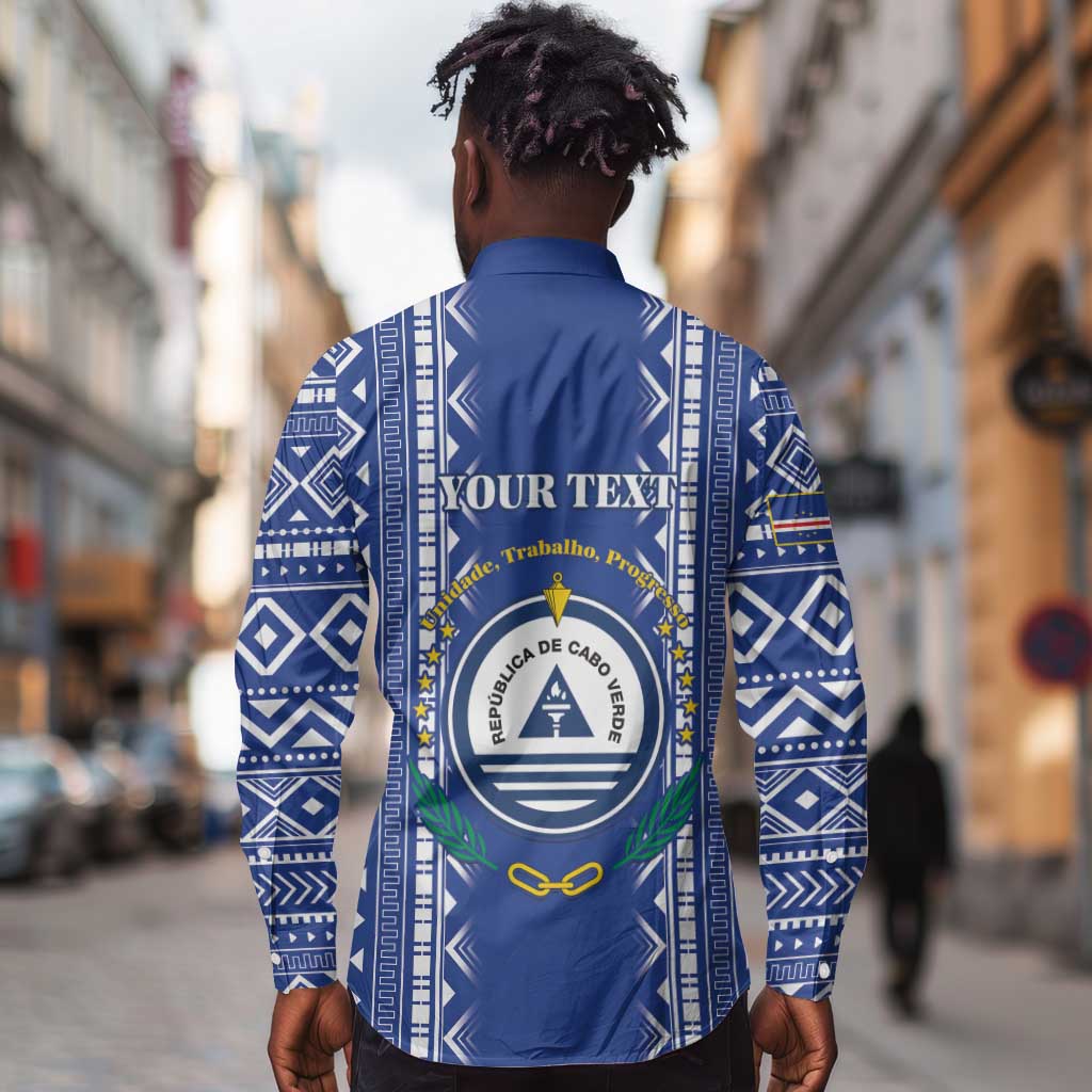 Personalised Cape Verde Long Sleeve Button Shirt Grey Headed Kingfisher - Coat Of Arms