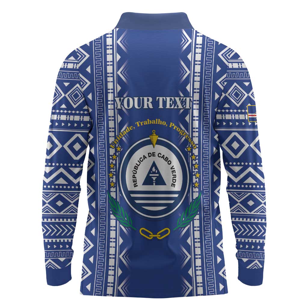 Personalised Cape Verde Long Sleeve Polo Shirt Grey Headed Kingfisher - Coat Of Arms