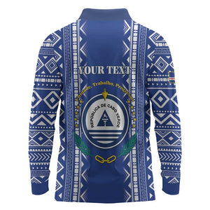 Personalised Cape Verde Long Sleeve Polo Shirt Grey Headed Kingfisher - Coat Of Arms