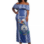 Personalised Cape Verde Off Shoulder Maxi Dress Grey Headed Kingfisher - Coat Of Arms