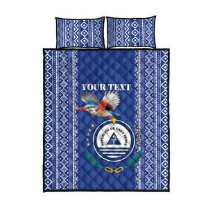 Personalised Cape Verde Quilt Bed Set Grey Headed Kingfisher - Coat Of Arms