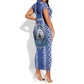 Personalised Cape Verde Short Sleeve Bodycon Dress Grey Headed Kingfisher - Coat Of Arms LT15