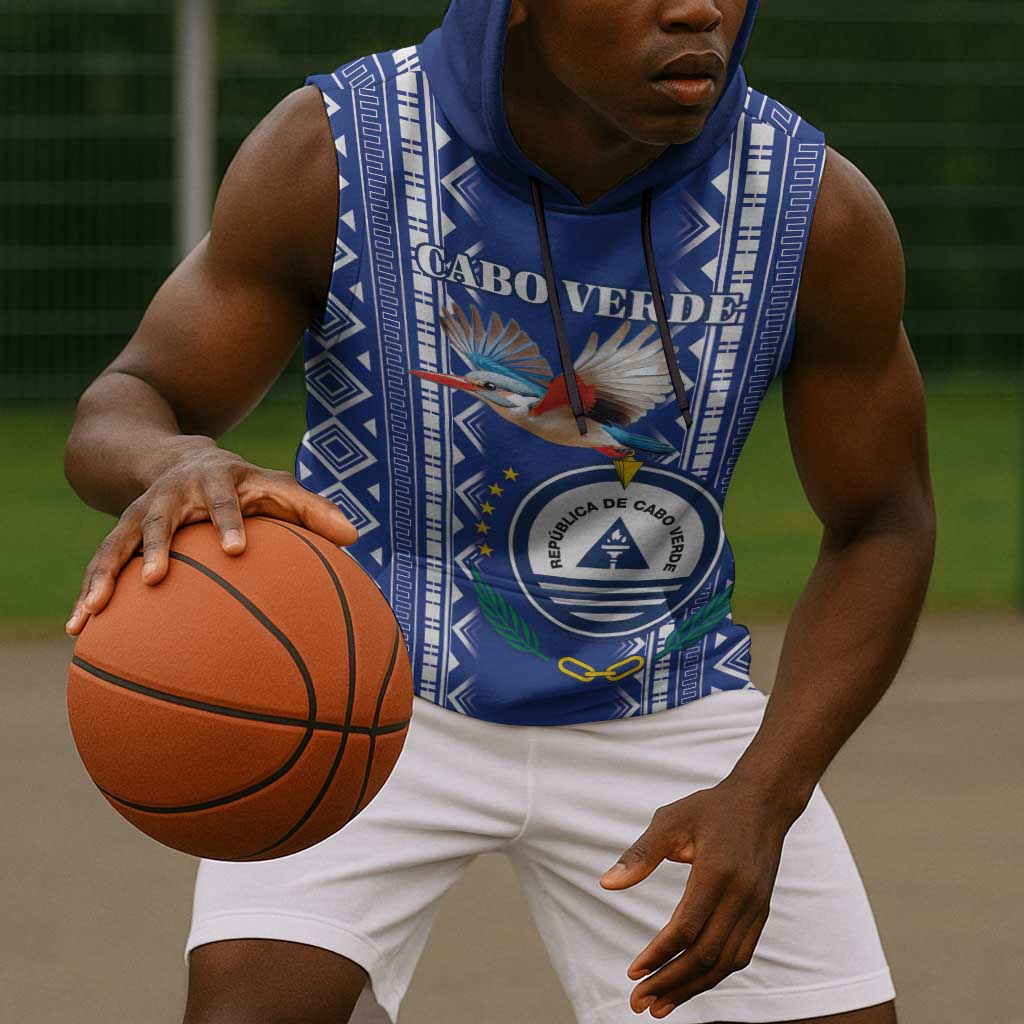 Personalised Cape Verde Sleeveless Hoodie Grey Headed Kingfisher - Coat Of Arms - African Pride