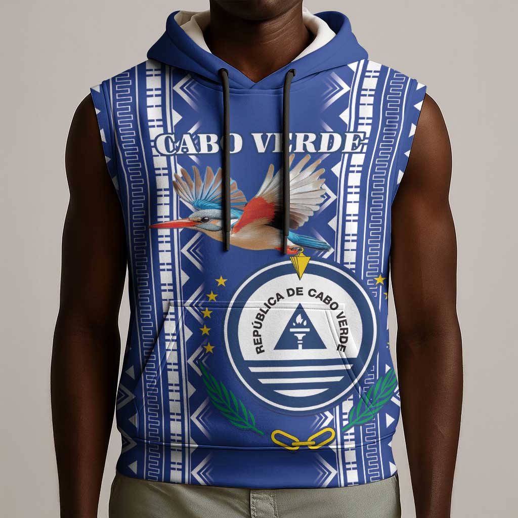 Personalised Cape Verde Sleeveless Hoodie Grey Headed Kingfisher - Coat Of Arms - African Pride