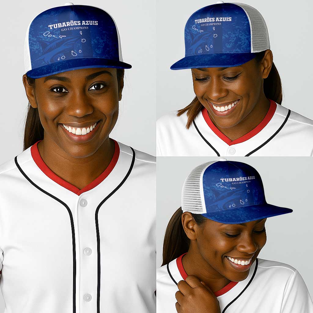 Cape Verde Football Baseball Net Cap Go Champions Tubaroes Azuis - African Pride