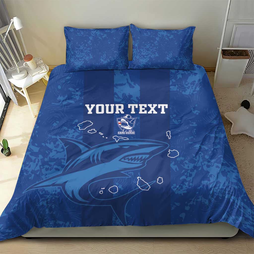 Custom Cape Verde Football Bedding Set Go Champions Tubaroes Azuis