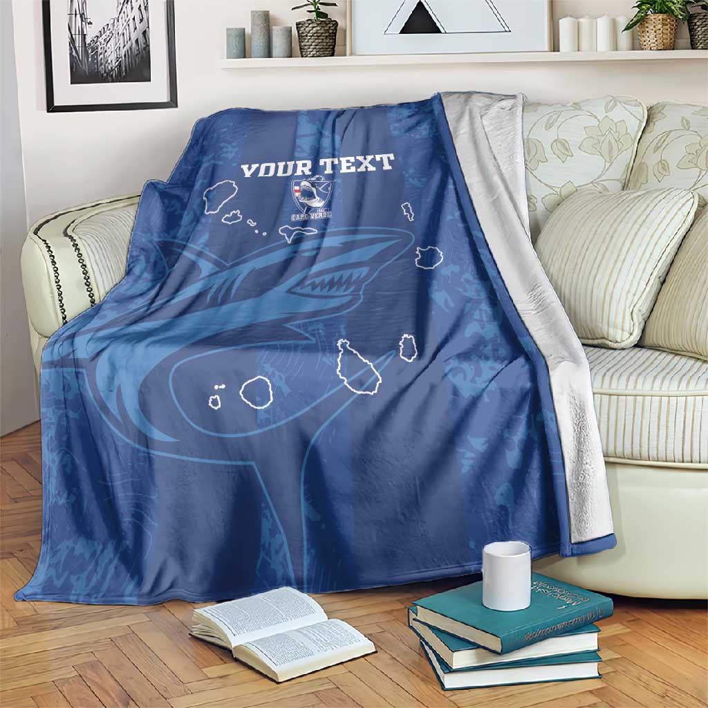 Custom Cape Verde Football Blanket Go Champions Tubaroes Azuis