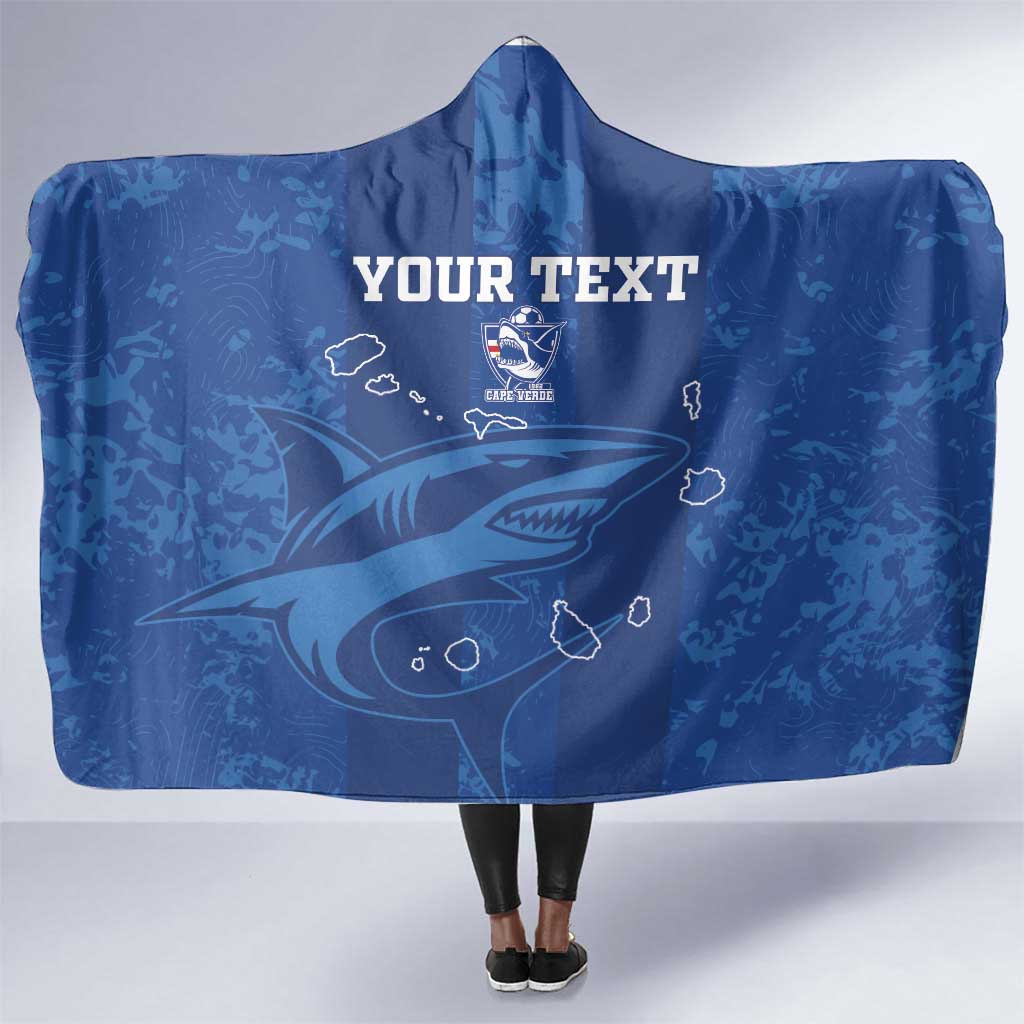 Custom Cape Verde Football Hooded Blanket Go Champions Tubaroes Azuis