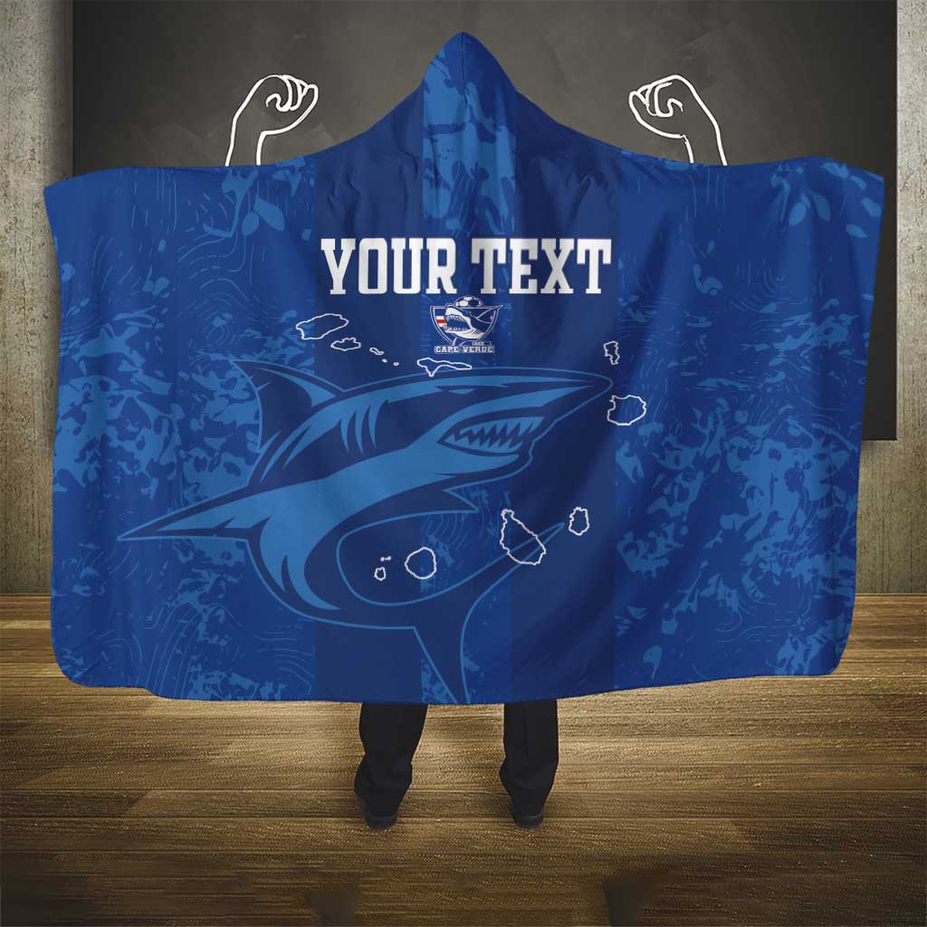 Custom Cape Verde Football Hooded Blanket Go Champions Tubaroes Azuis