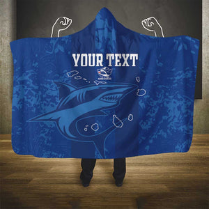 Custom Cape Verde Football Hooded Blanket Go Champions Tubaroes Azuis