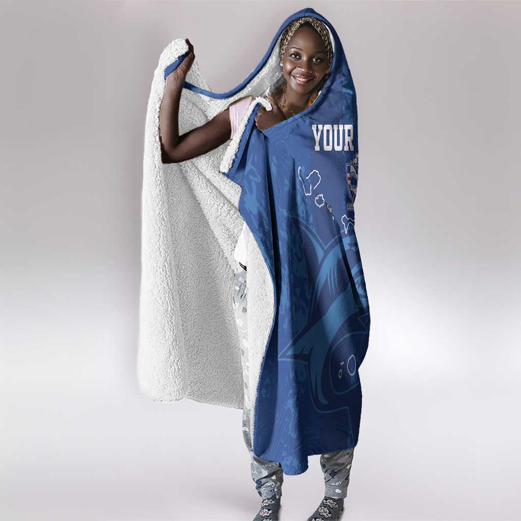 Custom Cape Verde Football Hooded Blanket Go Champions Tubaroes Azuis