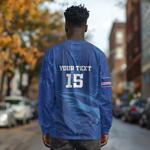 Custom Cape Verde Football Long Sleeve Shirt Go Champions Tubaroes Azuis LT15