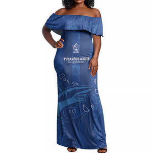 Custom Cape Verde Football Off Shoulder Maxi Dress Go Champions Tubaroes Azuis