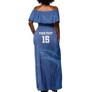 Custom Cape Verde Football Off Shoulder Maxi Dress Go Champions Tubaroes Azuis