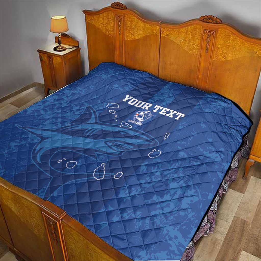 Custom Cape Verde Football Quilt Go Champions Tubaroes Azuis