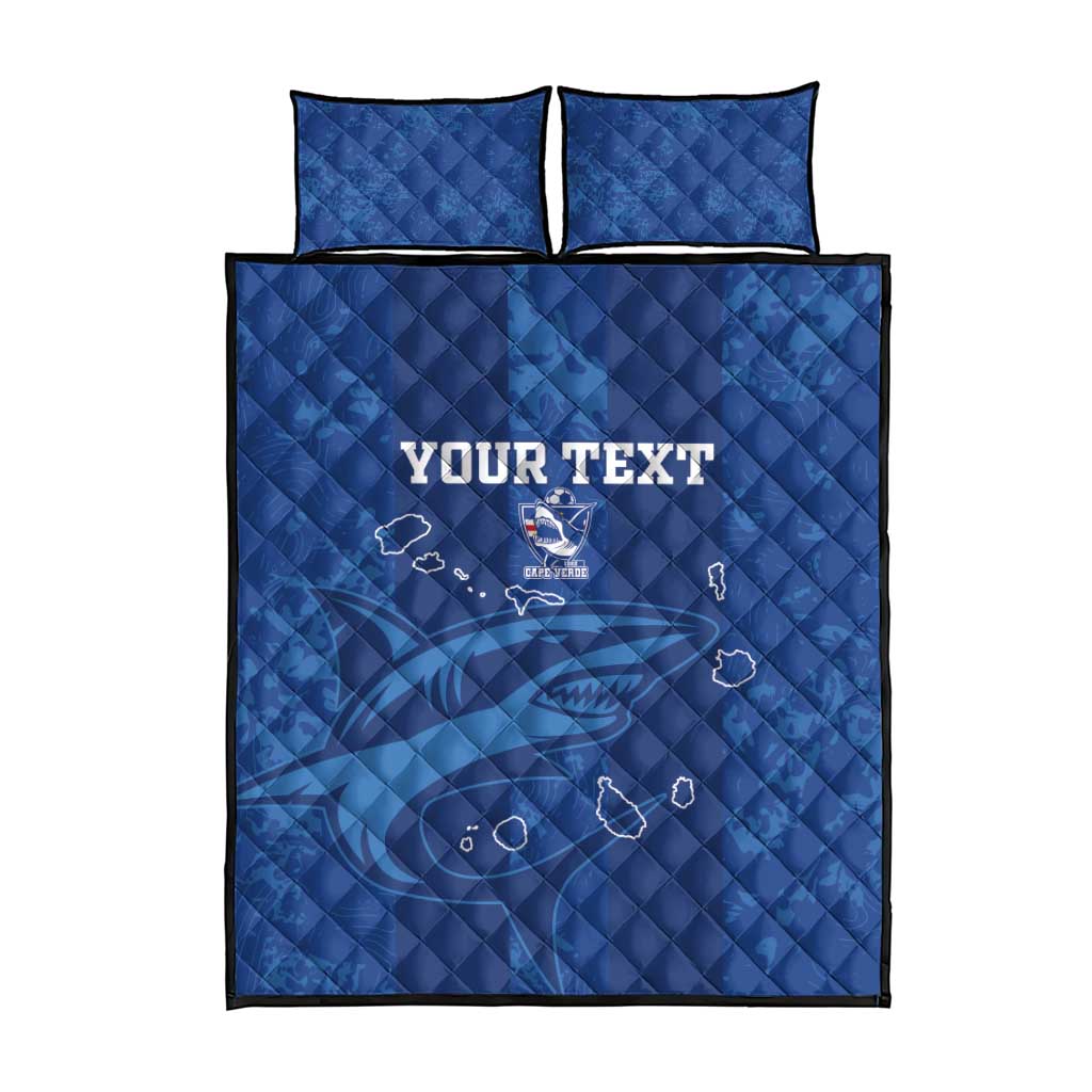 Custom Cape Verde Football Quilt Bed Set Go Champions Tubaroes Azuis
